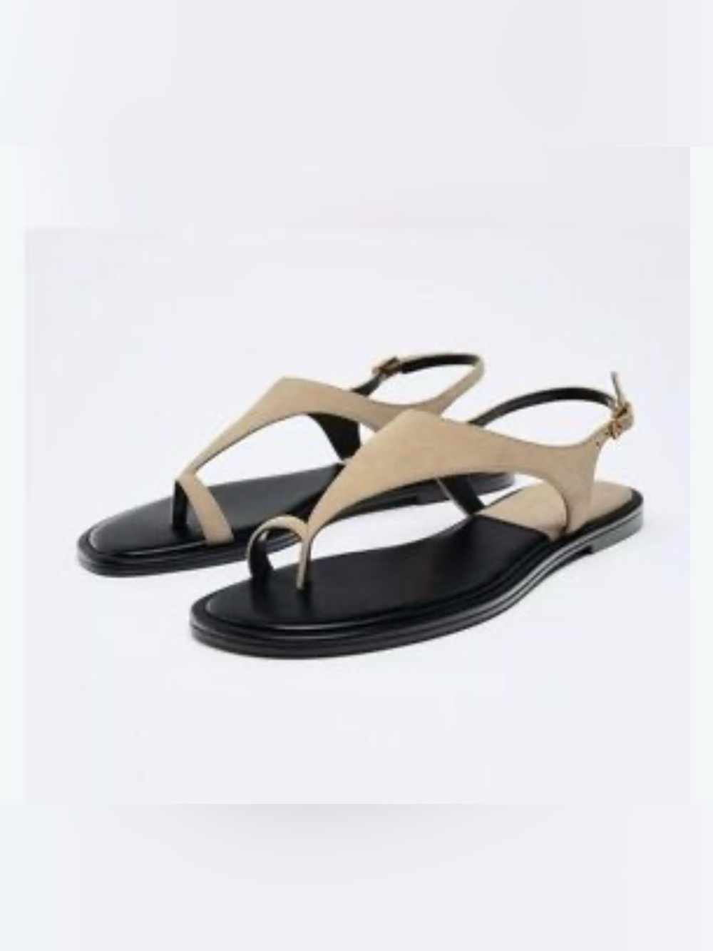 Zara T-Strap Sandals in Brown & Black